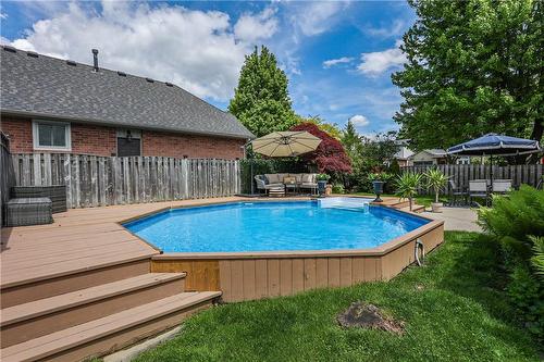 2 Lisajane Court, Hamilton, ON - Outdoor With Above Ground Pool With Deck Patio Veranda With Backyard