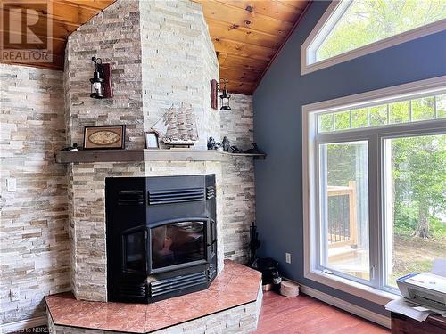 884 Dunlop Shores Road, Elliot Lake, ON - Indoor Photo Showing Living Room With Fireplace