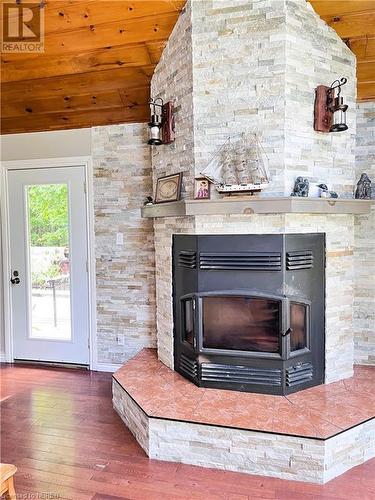 884 Dunlop Shores Road, Elliot Lake, ON - Indoor Photo Showing Living Room With Fireplace