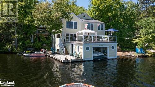 Attached Boathouse - 45 Woods Lane, Port Severn, ON - Outdoor With Body Of Water With Deck Patio Veranda