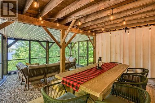 Back deck + special screened area below ... - 2105 Pike Lake Rte 16A Route, Perth, ON -  With Deck Patio Veranda With Exterior