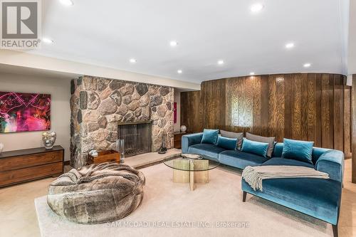 1242 Ravine Drive, Mississauga, ON - Indoor Photo Showing Living Room With Fireplace
