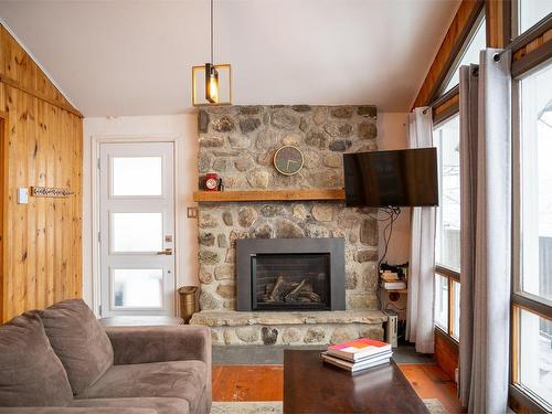 Living room - 157  - 159 Ch. Bernier, Sutton, QC - Indoor Photo Showing Living Room With Fireplace