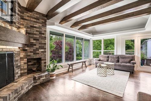 1269 Stavebank Road, Mississauga, ON - Indoor Photo Showing Living Room With Fireplace