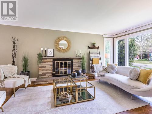 27 Treleaven Drive, Brampton, ON - Indoor Photo Showing Living Room With Fireplace