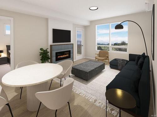 304-2881 Leigh Rd, Langford, BC - Indoor Photo Showing Living Room With Fireplace