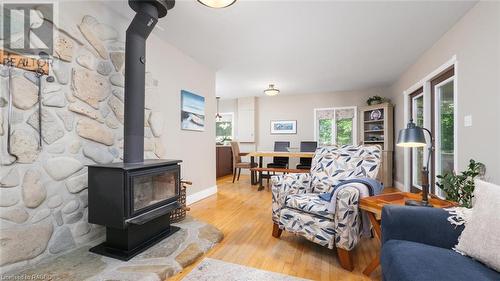 11 Shoreline Drive, Northern Bruce Peninsula, ON - Indoor Photo Showing Living Room With Fireplace