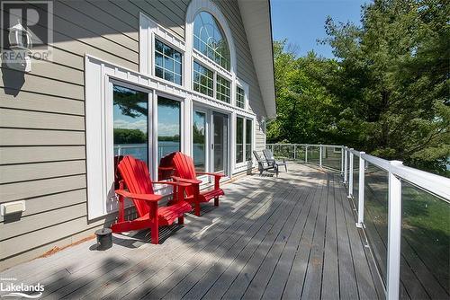 Lots of room to spread out on the deck. - 2066 Beman Point Lane, Coldwater, ON - Outdoor With Deck Patio Veranda With Exterior