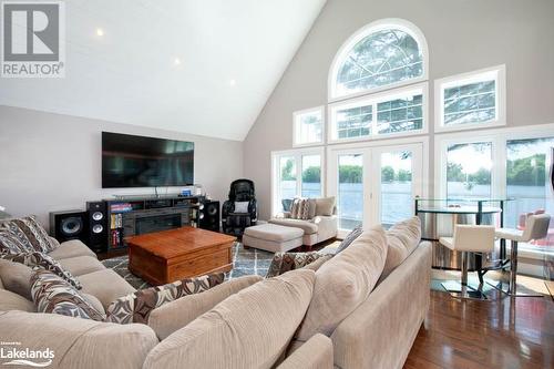 Great Room View from Dining area - 2066 Beman Point Lane, Coldwater, ON - Indoor Photo Showing Living Room