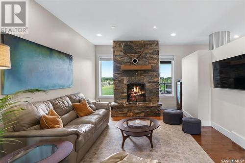 115 Mission Ridge Road, Aberdeen Rm No. 373, SK - Indoor Photo Showing Living Room With Fireplace