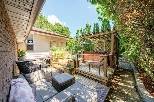 back yard deck, with hot tub and loads of privacy - 58 Graystone Drive, Hamilton, ON - Outdoor With Deck Patio Veranda With Exterior