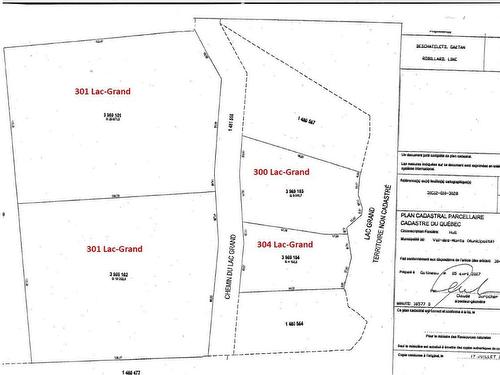 Plan (croquis) - 304 Ch. Du Lac-Grand, Val-Des-Monts, QC 