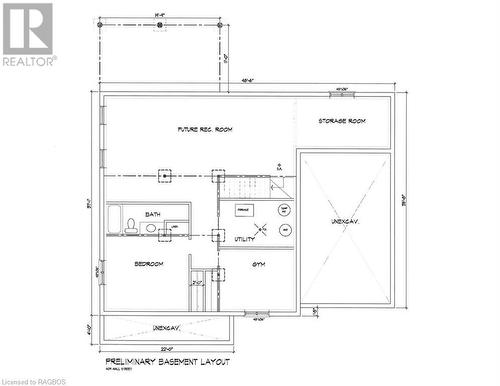 Spec home basement floor plan - 409 Wall Street, Kincardine, ON 