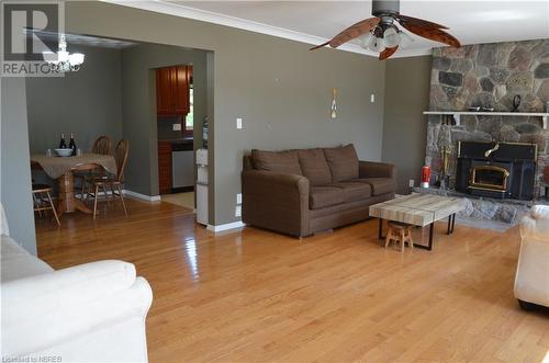 77 Rockview Road, Callander, ON - Indoor Photo Showing Living Room With Fireplace