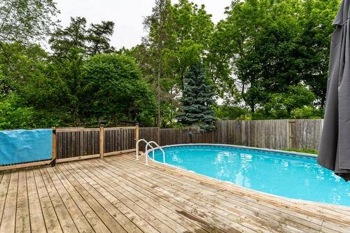 Deck & Pool - 14 Marlow Avenue, Grimsby, ON - Outdoor With Above Ground Pool With Deck Patio Veranda With Backyard