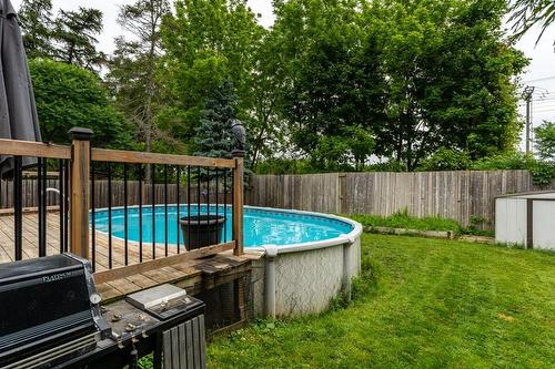 Deck & Pool - 14 Marlow Avenue, Grimsby, ON - Outdoor With Above Ground Pool With Backyard