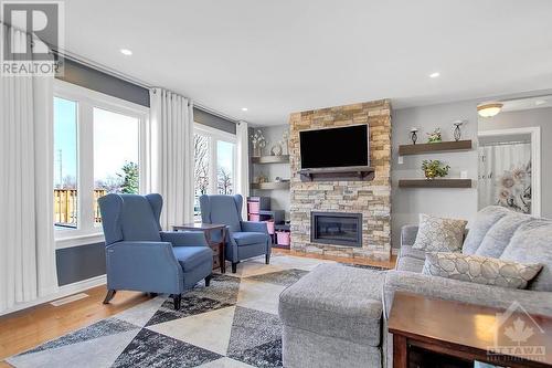 2968 Drew Drive, South Mountain, ON - Indoor Photo Showing Living Room With Fireplace