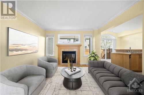 Virtually staged - 611 Braecreek Avenue, Ottawa, ON - Indoor Photo Showing Living Room With Fireplace