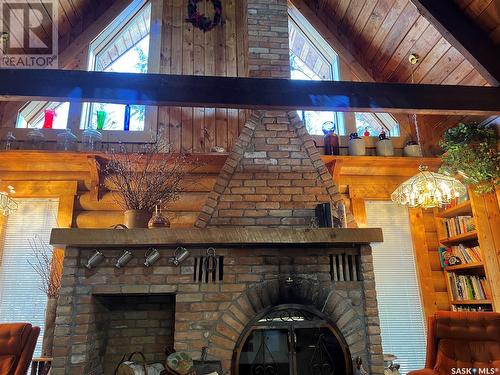 12 Loon Avenue, Greenwater Provincial Park, SK - Indoor Photo Showing Living Room With Fireplace