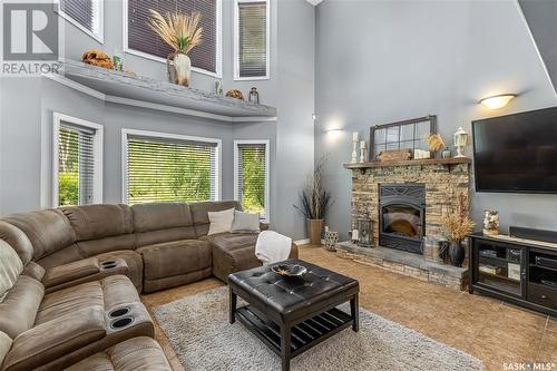 Twin Lakes Acreage, Battle River Rm No. 438, SK - Indoor Photo Showing Living Room With Fireplace