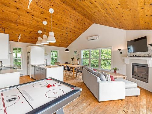 IntÃ©rieur - 45 Ch. Lapalme, Austin, QC - Indoor Photo Showing Living Room With Fireplace