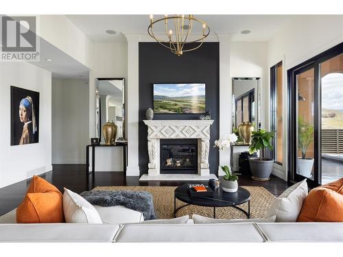 328 Cordon Place, Vernon, BC - Indoor Photo Showing Living Room With Fireplace