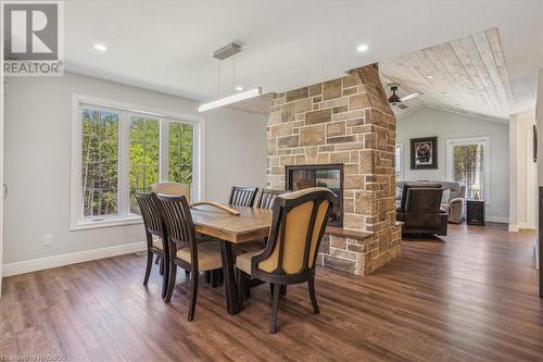 154 Bryant Street, Oliphant, ON - Indoor Photo Showing Dining Room With Fireplace