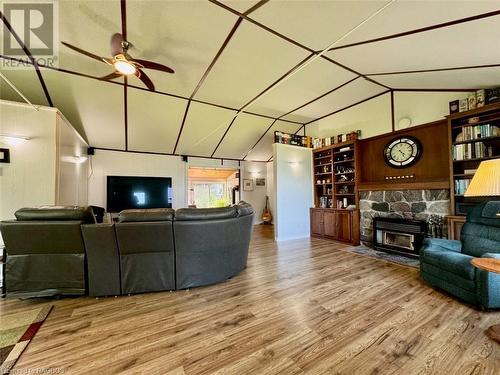 Which leads to the large Great Room central within the home. - 47 Water Street, Northern Bruce Peninsula, ON - Indoor Photo Showing Living Room With Fireplace