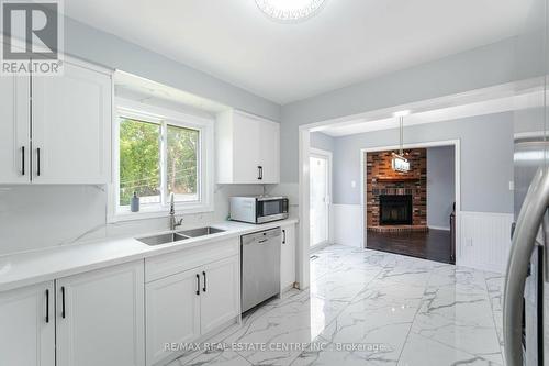 43 Horsham Street, Brampton, ON - Indoor Photo Showing Kitchen With Fireplace With Double Sink