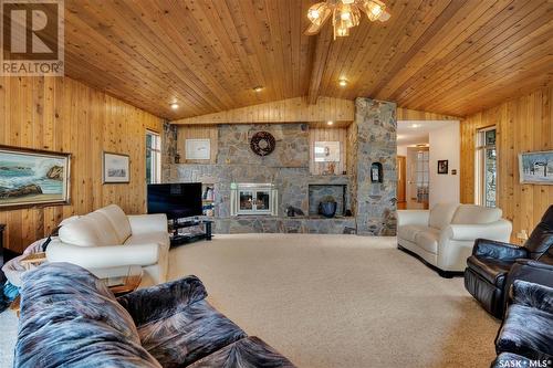 250 Prospect Crescent, Lumsden, SK - Indoor Photo Showing Living Room With Fireplace