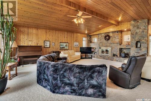 250 Prospect Crescent, Lumsden, SK - Indoor Photo Showing Living Room With Fireplace