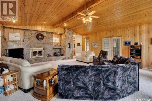 250 Prospect Crescent, Lumsden, SK - Indoor Photo Showing Living Room With Fireplace