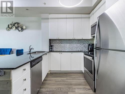 308 - 65 Yorkland Boulevard, Brampton, ON - Indoor Photo Showing Kitchen With Stainless Steel Kitchen With Double Sink With Upgraded Kitchen