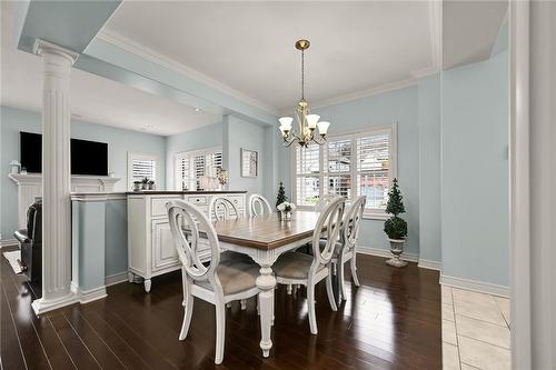 Open concept dining room and family room... - 2 Hewitt Drive, Grimsby, ON - Indoor Photo Showing Dining Room