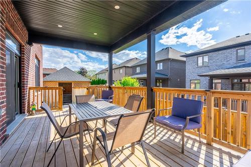 Backyard Covered Porch with Speakers - 36 Kingspoint Circle, Stoney Creek, ON - Outdoor With Deck Patio Veranda With Exterior