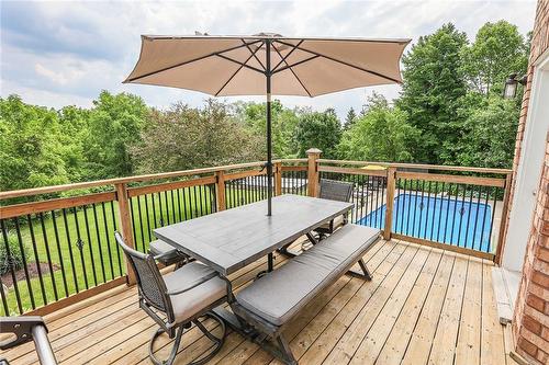 Large upper deck overlooks private backyard - 39 Sumner Crescent, Grimsby, ON - Outdoor With Deck Patio Veranda With Exterior