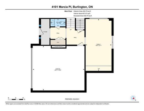 Spacious Foyer with Powder Room and garage access. Ground level Family Room with gas fireplace and access to yard. - 4101 Marcia Place, Burlington, ON - Other
