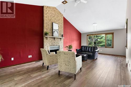 Szeles Acreage, Edenwold Rm No. 158, SK - Indoor Photo Showing Living Room With Fireplace