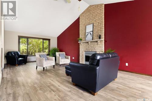 Szeles Acreage, Edenwold Rm No. 158, SK - Indoor Photo Showing Living Room With Fireplace