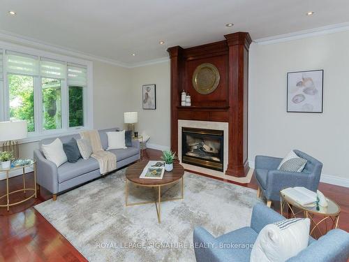 14 West Hill Dr, Toronto, ON - Indoor Photo Showing Living Room With Fireplace