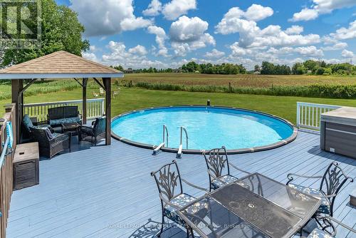 40 Station Road, Kawartha Lakes, ON - Outdoor With Above Ground Pool With Deck Patio Veranda With Backyard