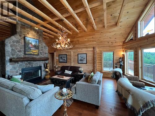 43 Pauls Lake Road, Badger, NL - Indoor Photo Showing Living Room With Fireplace