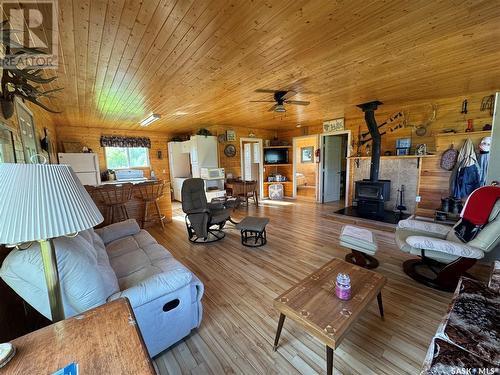 1 George Avenue, Clemenceau, SK - Indoor Photo Showing Living Room With Fireplace