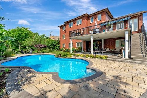 saltwater heated pool - 55 Elodia Court, Hamilton, ON - Outdoor With In Ground Pool With Deck Patio Veranda