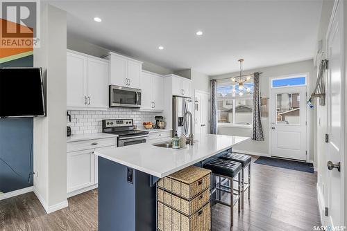 2056 Brighton Common, Saskatoon, SK - Indoor Photo Showing Kitchen With Stainless Steel Kitchen With Upgraded Kitchen