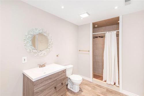 Lower level oversized 3 piece bathroom, ceramic tile shower. - 47 Simson Avenue, Simcoe, ON - Indoor Photo Showing Bathroom