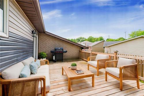 Virtually Staged. Oversized deck off the kitchen. - 47 Simson Avenue, Simcoe, ON - Outdoor With Deck Patio Veranda With Exterior