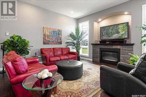 4845 Wright Road, Regina, SK - Indoor Photo Showing Living Room With Fireplace