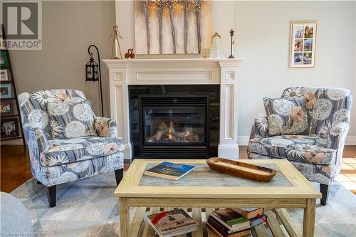 Gas Fireplace in Living Room - 56 Boiler Beach Road, Huron-Kinloss, ON - Indoor Photo Showing Living Room With Fireplace