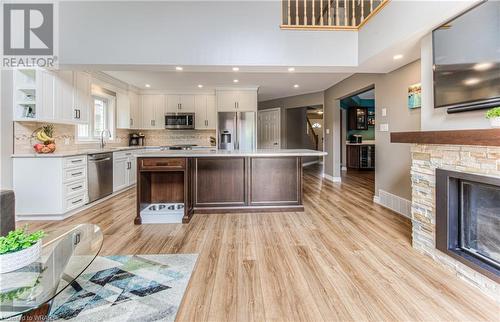 38 Windward Place, Kitchener, ON - Indoor Photo Showing Kitchen With Fireplace With Upgraded Kitchen